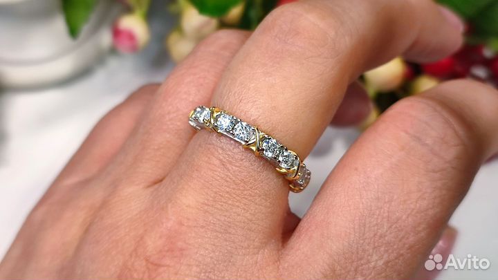 Кольцо с муассанитами 1,6 ct VVS1 D, 18 р-р 925