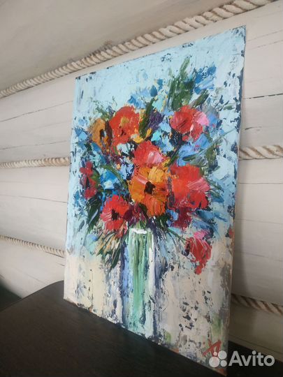 Картина маслом Букет цветов 30х40