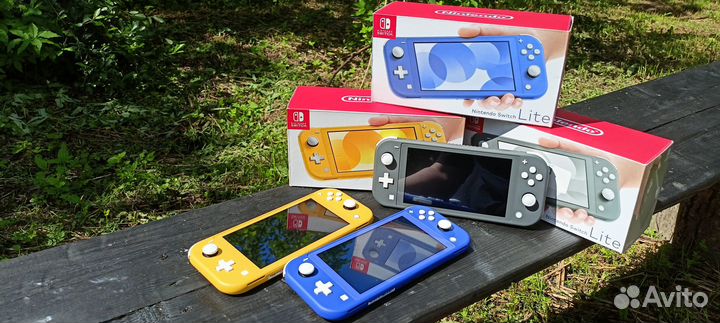 Новая Nintendo switch lite прошитая цвет чёрн син