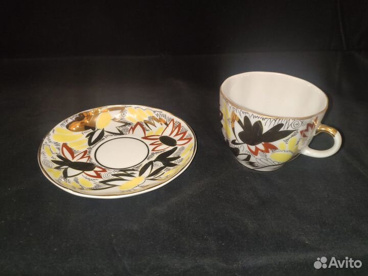 Чайная кофейная пара лфз Золотые ромашки
