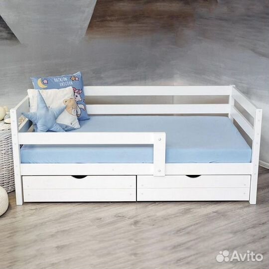 Кроватка детская высокий борт берёза софа