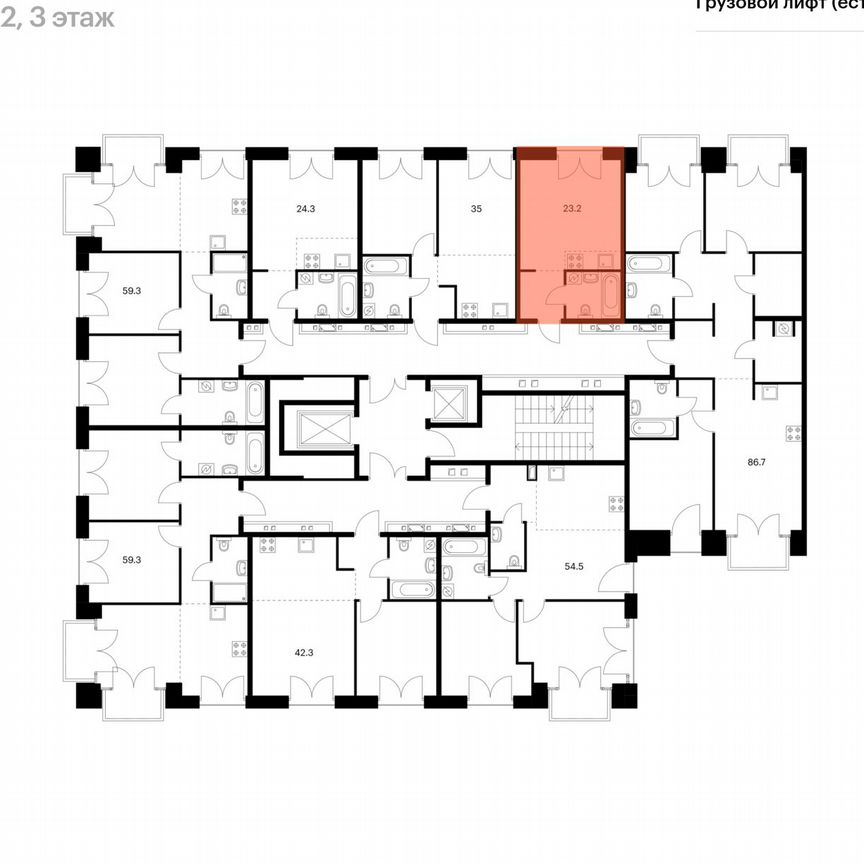 Квартира-студия, 23,2 м², 4/7 эт.