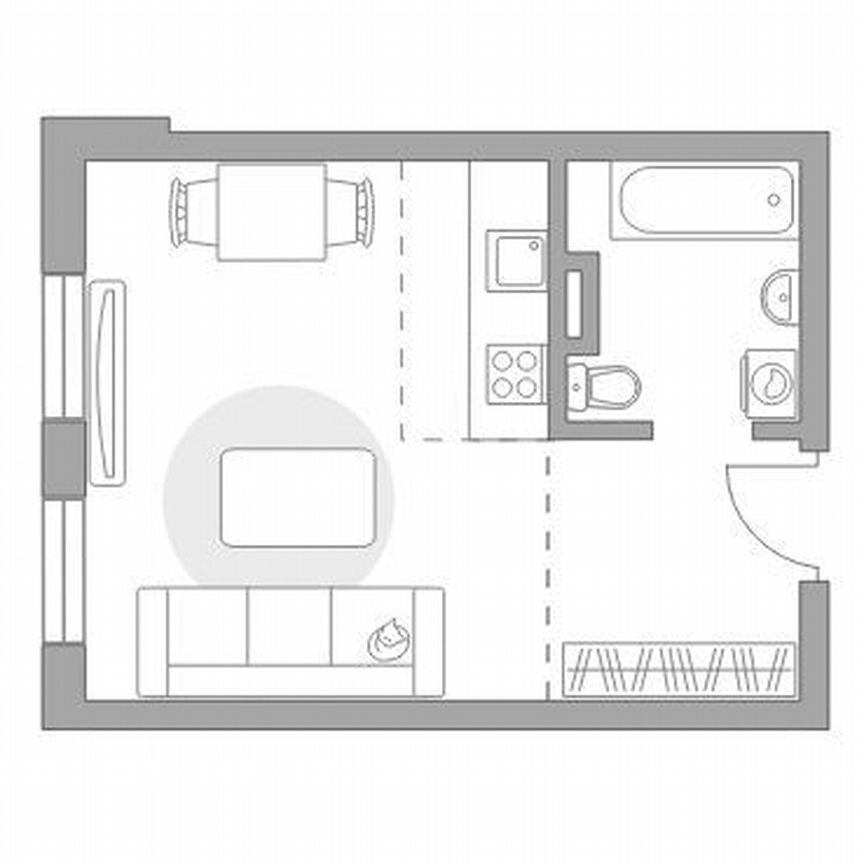 Квартира-студия, 25,3 м², 1/6 эт.