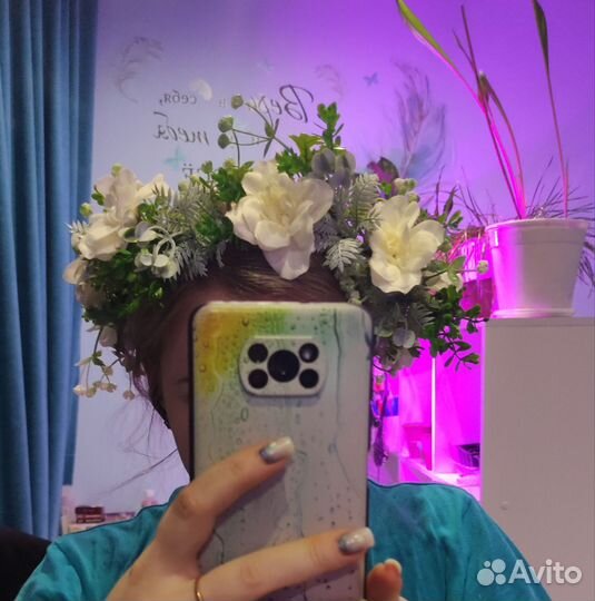 Венок на голову из искусственных цветов