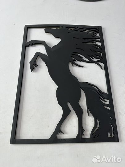Декор для дома панно на стену лошадь деревянное