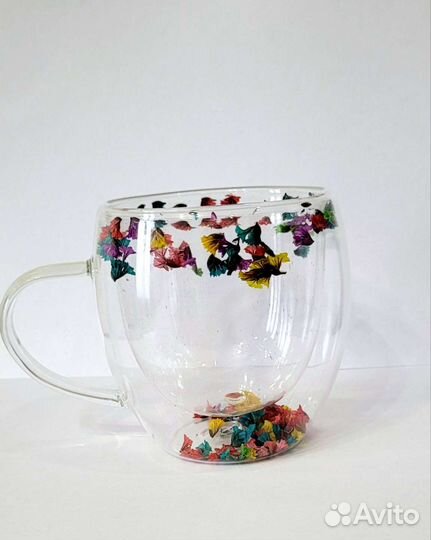 Кружка с двойными стенками и сухоцветами