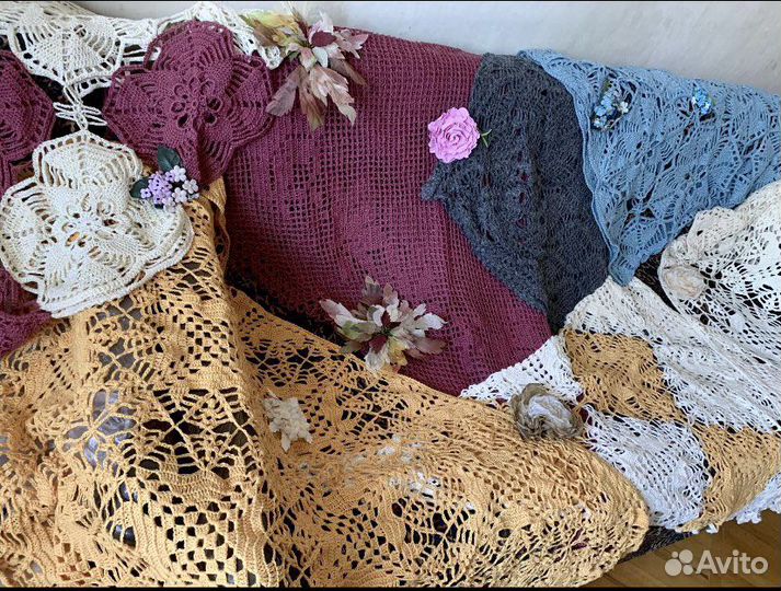 Шали покрывала скатерти - ручная вязка кружево