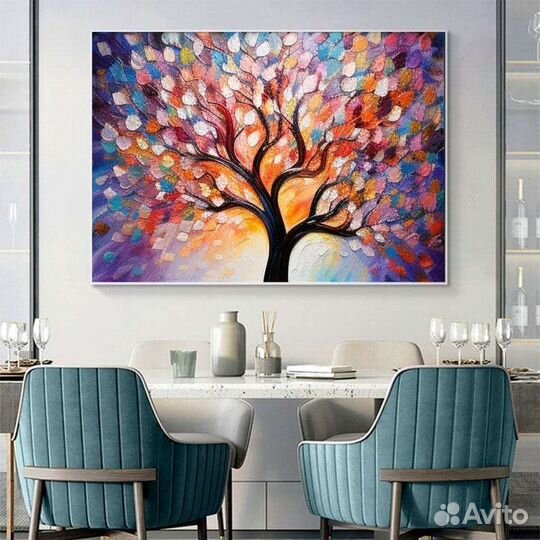 Текстурная картина маслом Дерево Интерьерная