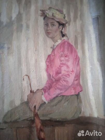 Картина, масло на холсте. Дама в шляпке Неизвестен