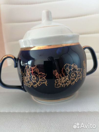 Чайный кобальтовый набор(фарфор), полонский фз