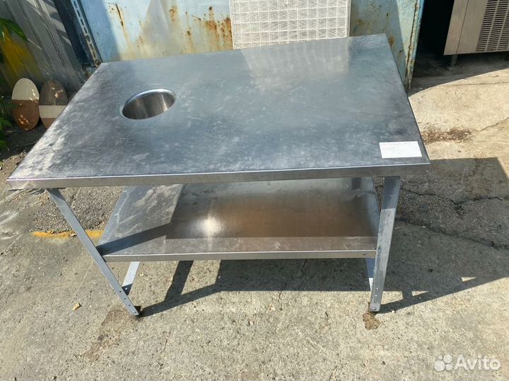 Стол нерж с отверстием для отходов 1100*700