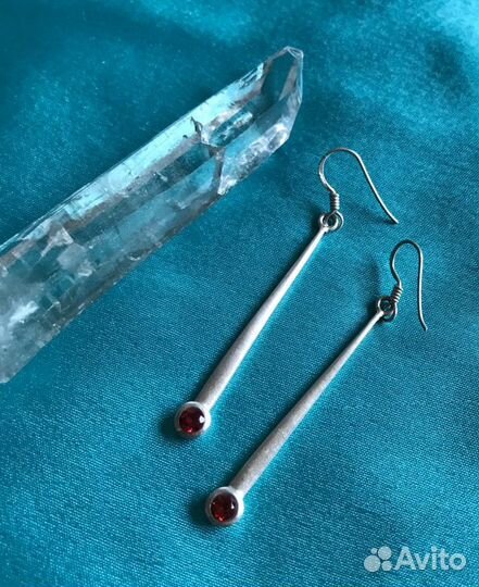 Серьги серебро с гранатом