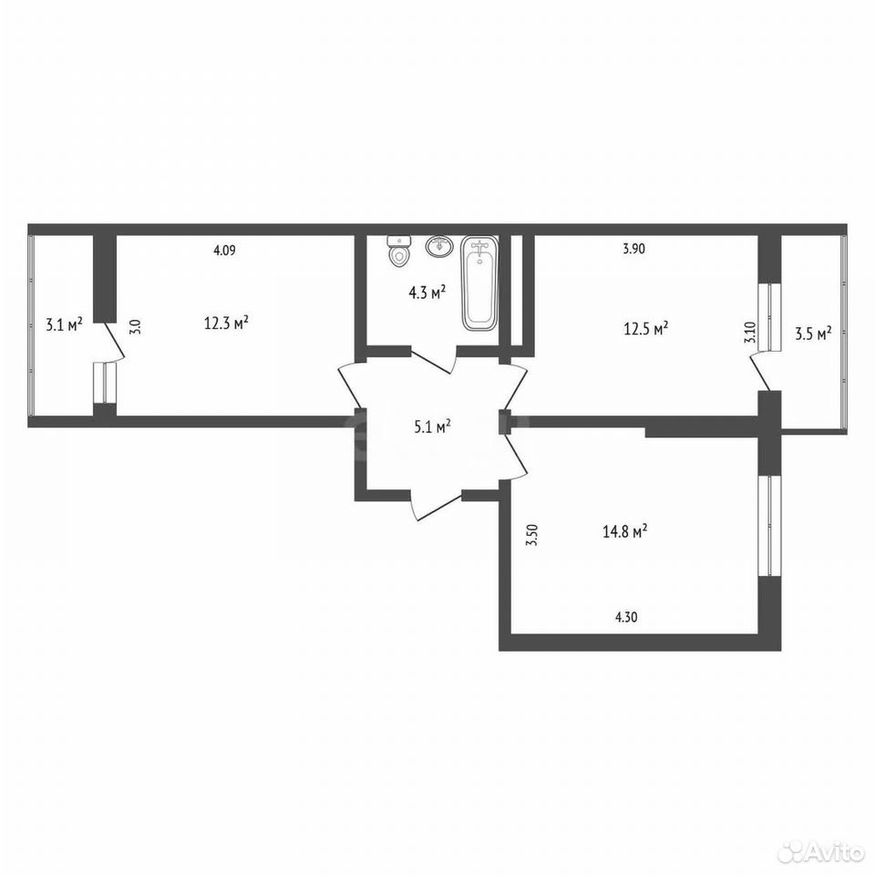 2-к. квартира, 56 м², 18/24 эт. на продажу в Ростове-на-Дону | Купить квартиру | Авито — фото 2
