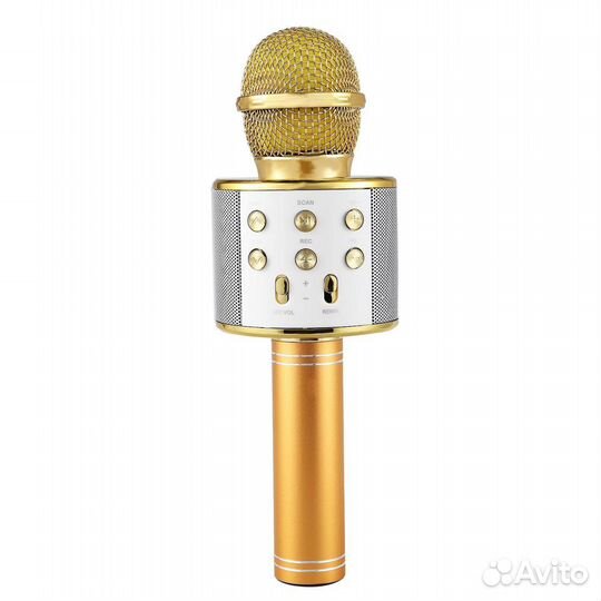 Беспроводной караоке микрофон WS-858 Золотой