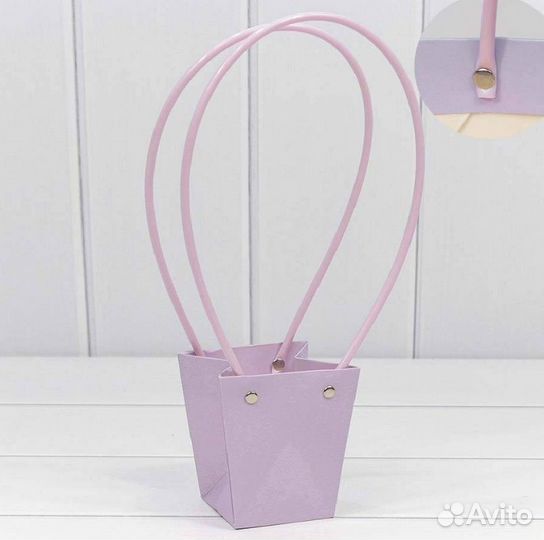 Пакет подарочный «Ваза для цветов» 10*9*6,5 Бледно