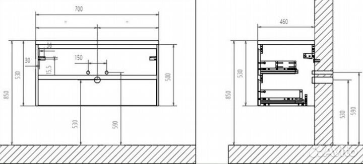 Тумба с раковиной BelBagno Kraft 70 rovere nebrasc