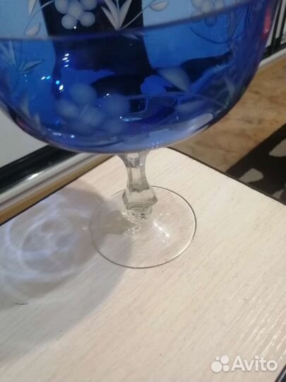 Ваза на ножке СССР чешское стекло