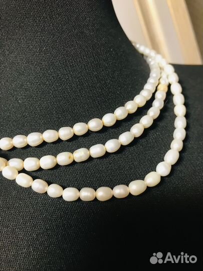 Колье, бусы натуральный жемчуг
