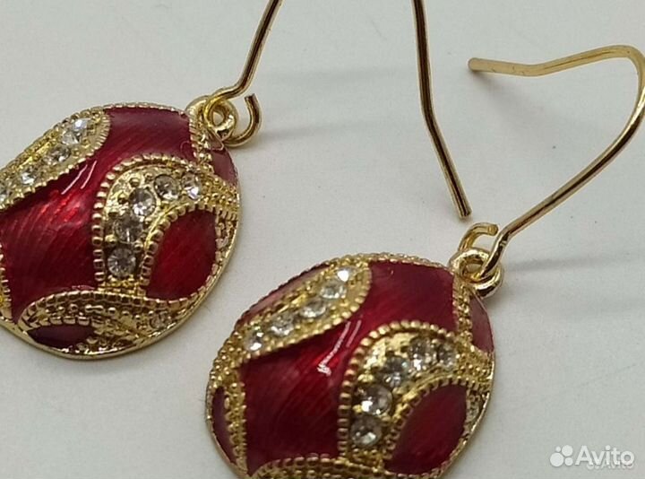 Серьги в стиле Фаберже (эмаль, Swarovski)