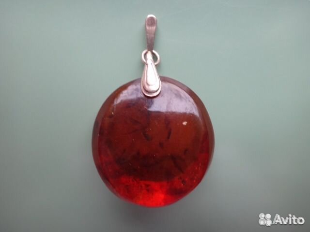 Подвеска серебро янтарь крупный