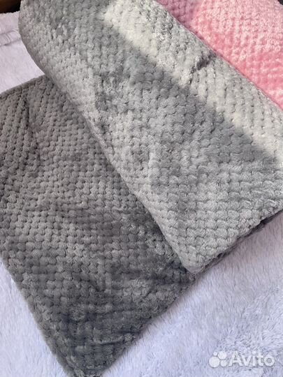 Плед покрывало 180 200 мягкий розовый серый