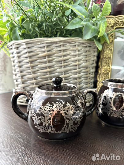 Сахарница и молочник. Англия. Серебрение