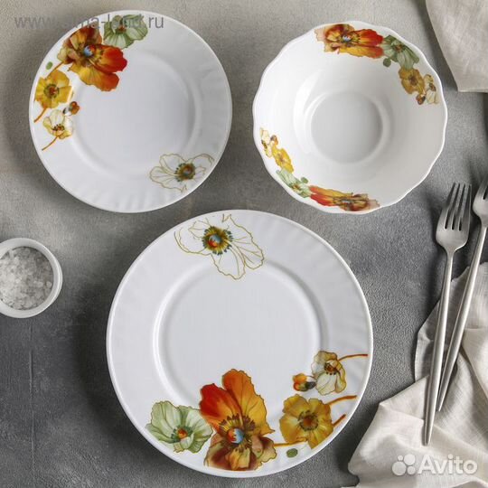 Сервиз столовый Доляна «Радужные маки», 18 предмет