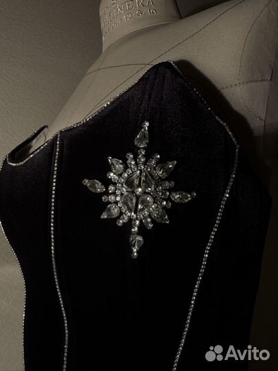 Корсет бархатный с кристаллами couture