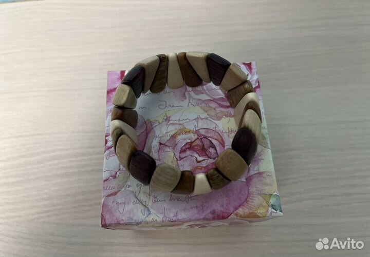 Деревянный браслет и серьги