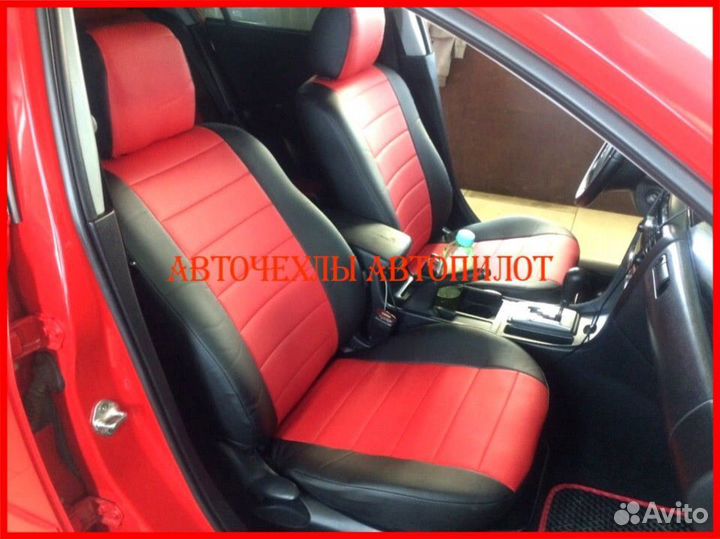 Чехлы Автопилот Mazda 3 bk bl из экокожи чёрно-кра