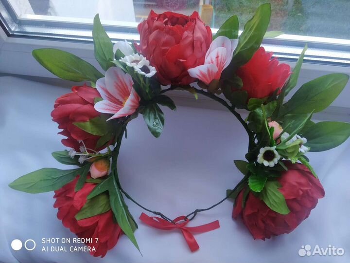 Венок на голову,ободок, цветы,маки,аксессуар