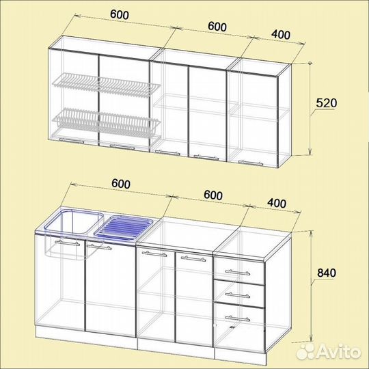 Кухня 1.6м Роксана