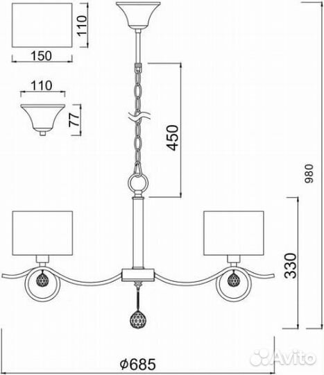 Подвесная люстра Freya Bertrand FR5906-PL-05-CH
