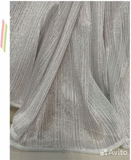 Тюль живые нити серебро отрез новый
