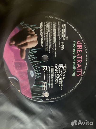 Dire straits-Money for nothing lp Англия 1st press