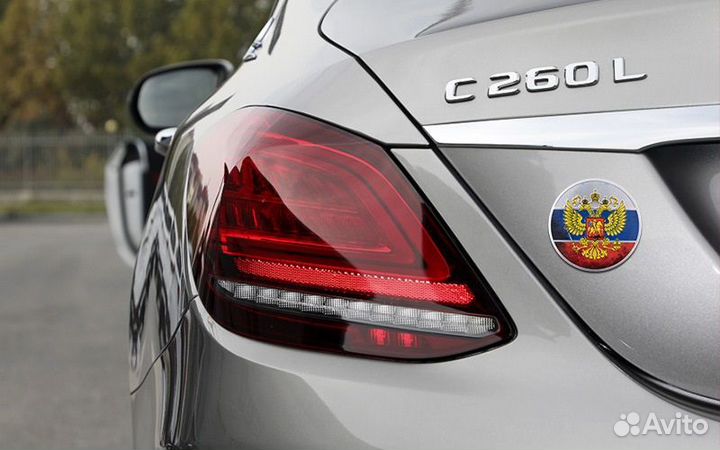 Металлическая наклейка на авто герб России шильдик