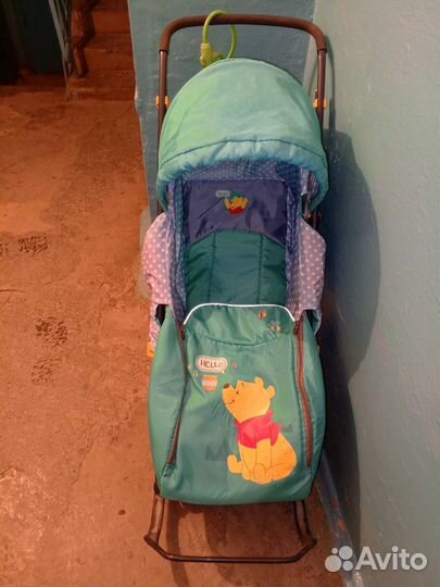 Детские санки коляска с колесами