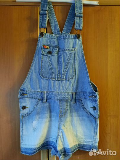 Одежда для девочки, футболка, джинсовый комбинезон