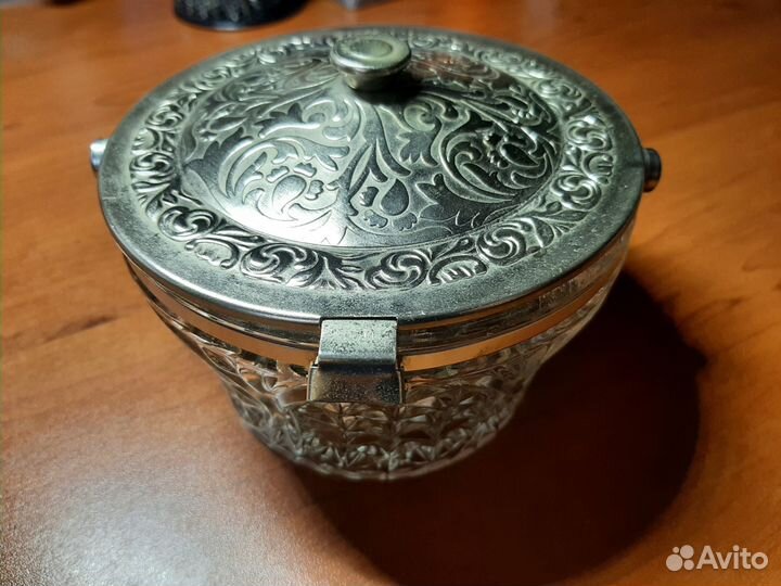 Сахарница СССР 60-70 годы,стекло и мельхиор