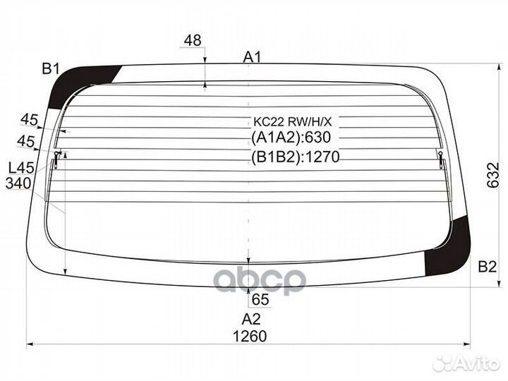 Стекло заднее (Цвет зеленый/ Обогрев) Mazda Bon