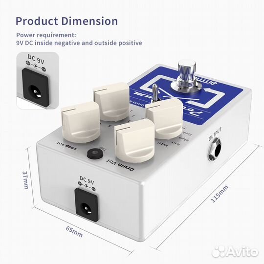 Ammoon PockDrum Drum & Loop педаль для гитарных эф