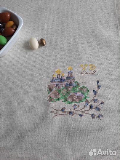 Пасхальная салфетка с вышивкой хв
