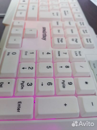 Клавиатура проводная с подсветкой белая smartbuy
