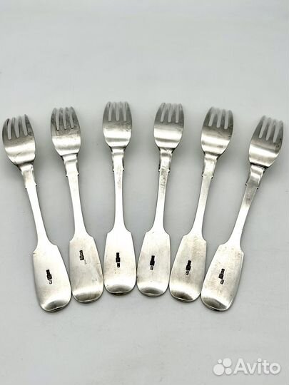 Набор 6 столовых вилок серебро 84 проба 377 гр