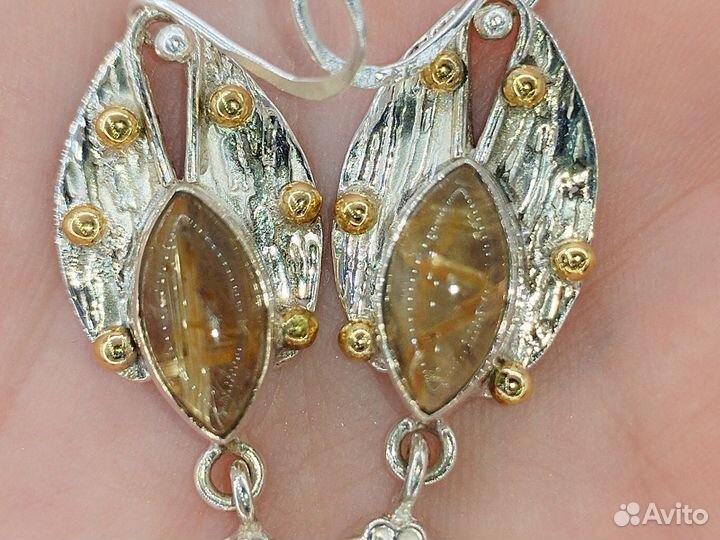 Серьги серебро с волосатиком