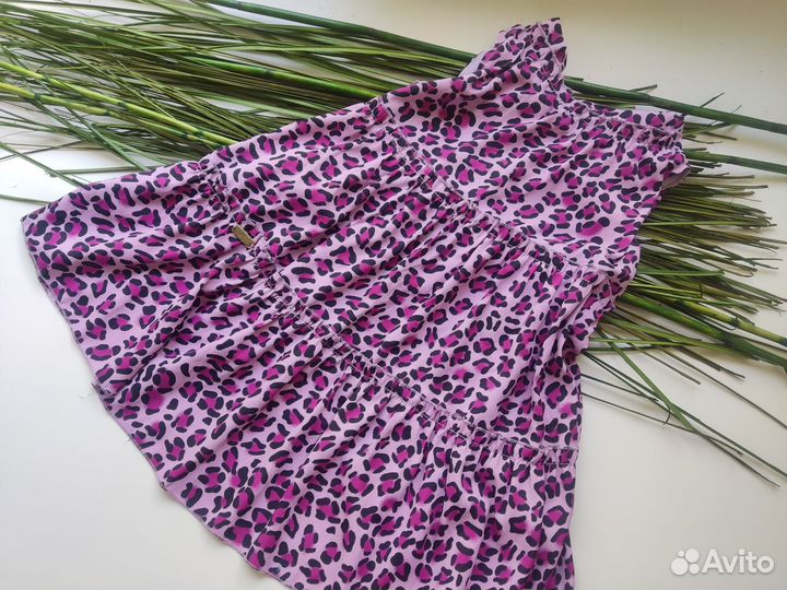 Платье для девочки 122 леопард розово-сиреневое