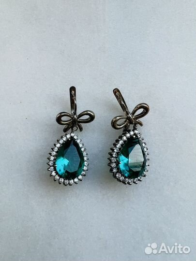 Серьги коллекционные циркон серебро
