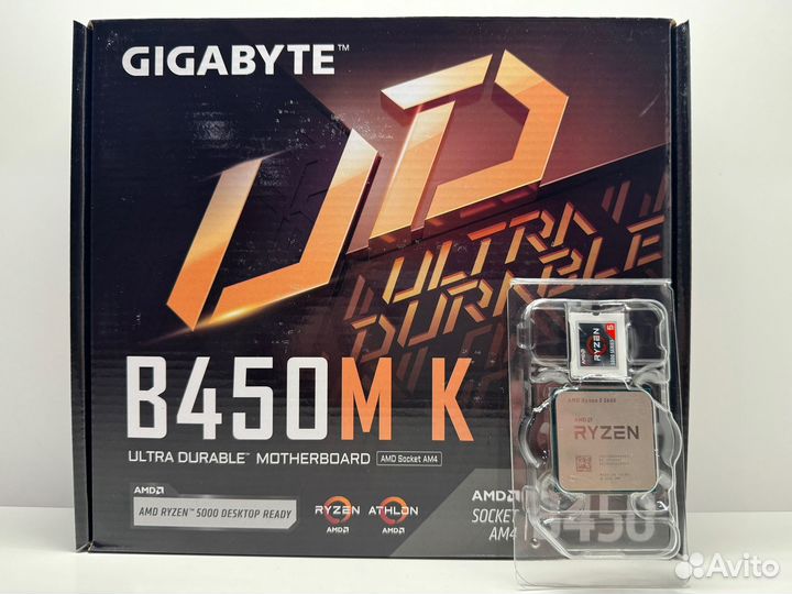 Новый комплект Gigabyte B450M K + AMD Ryzen 5600