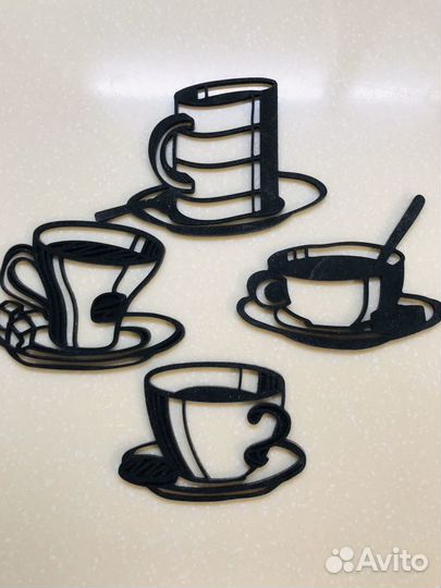 Набор подставок для чашки, фигурные, 4 предмета