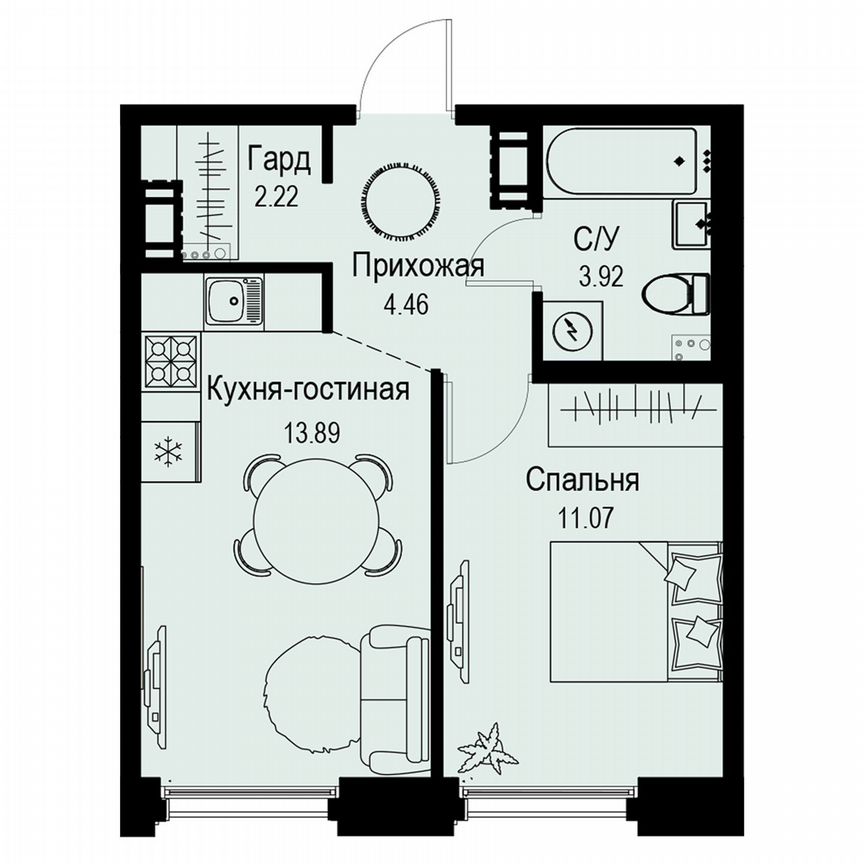 1-к. квартира, 35,6 м², 6/6 эт.